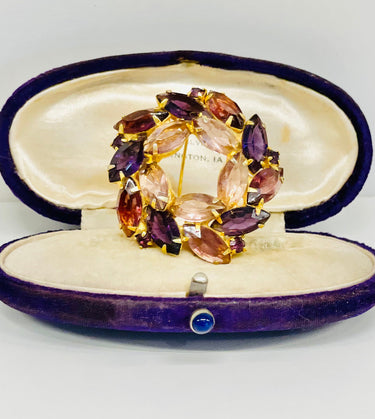 Two Tone Purple Marquise Rhinestone Brooch Jewelry Bloomers and Frocks